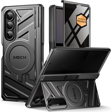 TONGATE for Galaxy Z Fold 7 Case with Privacy Screen Protector Compatible with MagSafeAnti Spy Shockproof Phone Case Builtin Stand Belt Clip Hinge Cover for Samsung Z Fold 7 2025 8 Black