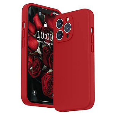SURPHY Case for iPhone 13 Pro Case with Screen Protector 13 Pro Liquid Silicone Phone Cases Camera Protection Soft Microfiber Lining Red