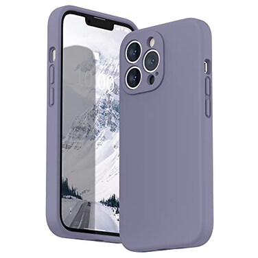SURPHY Case for iPhone 13 Pro Case with Screen Protector 13 Pro Liquid Silicone Phone Cases Camera Protection Soft Microfiber Lining Lavender Gray