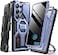 TONGATE Magnetic Stand for Samsung Galaxy S25 Ultra Case with Privacy Screen Protector Compatible with Magsafe Military Drop Protection S25 Ultra Case with Camera Cover Belt Clip Blue Privacy