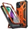 Poetic Compatible with iPhone 14 Case Spartan Phone Case for iPhone 14 with Screen Protector Full Body Rugged Premium Leather Texture Shockproof Protective Cover with Kickstand Metallic Orange