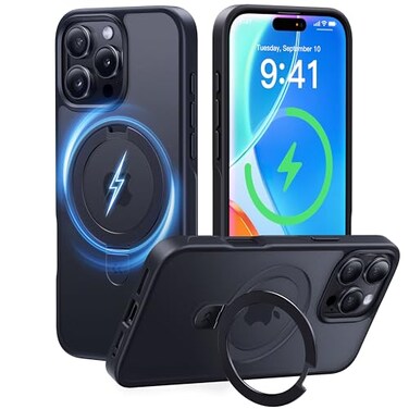 CASEKOO UltraMagnetic Stand for iPhone 16 Pro Max Case Military Drop Protection Compatible with MagSafe Shockproof Translucent Matte Slim Ring Holder Case for iPhone 16 ProMax 69 inch Black