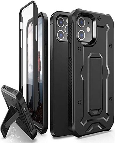 ArmadilloTek Vanguard Designed for iPhone 12 iPhone 12 Pro Case 61 inches Military Grade FullBody Rugged with Builtin Screen Protector and Kickstand Black