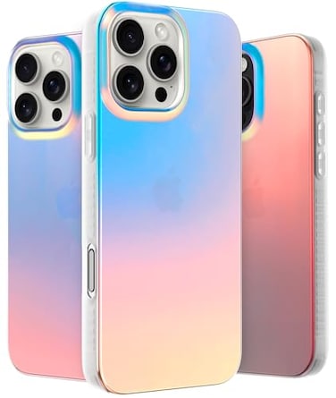 LONLI Hue for iPhone 16 Pro Max Case Dynamic PrismGlow Holographic Iridescent Phone Cover Slim ShockAbsorbing Protection Cute Aesthetic Case for Women Girls