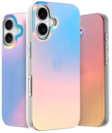 LONLI Hue for iPhone 16 Plus Case Dynamic PrismGlow Holographic Iridescent Phone Cover Slim ShockAbsorbing Protection Cute Aesthetic Case for Women Girls