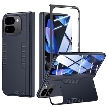Kaiiecal for Google Pixel9Pro Fold Case Slim Hinge Stand Case with Screen Protector Support Wireless Charging Soft Protective Phone Cover for Google Pixel 9Pro Fold Blue