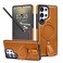 Butaiga for Samsung Galaxy S25 Ultra Case Leather with Stand AntiSlip Grip Ring Fits for MagSafe Brown S25 Ultra