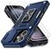 DEERLAMN Case for iPhone 16 with Slide Camera CoverScreen Protector 2 Packs Rotated Ring Kickstand Military Grade Shockproof Protective CoverNavy Blue