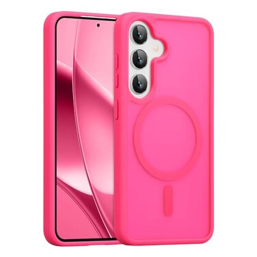 RALEAVO for Samsung Galaxy S24S25 Case Strong Magnetic Cover Compatible with Magsafe Slim Shockproof Protective Phone Case for S24S25 with Translucent Hard BackHot Pink
