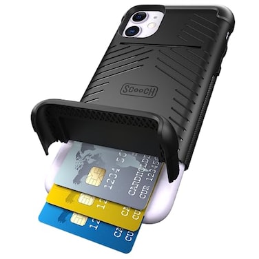Scooch for iPhone 11 Case with Card Holder Wingmate Wallet Case with Hidden Card Slot and RFID Protection for 3 Cards 10Foot Drop Protection Black