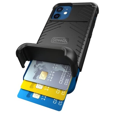 Scooch for iPhone 12 Mini Case with Card Holder Wingmate Wallet Case with Hidden Card Slot and RFID Protection for 3 Cards 10Foot Drop Protection Black