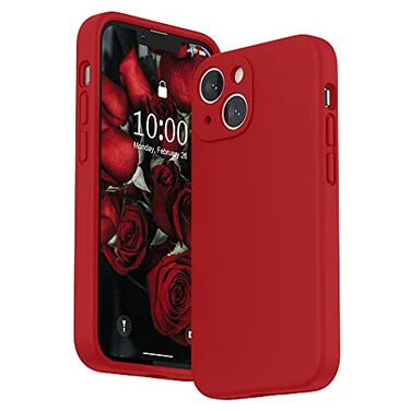 SURPHY Compatible with iPhone 13 Mini Case with Screen Protector Camera Protection Soft Microfiber Lining Liquid Silicone Phone Case 54 inch 2021 Red