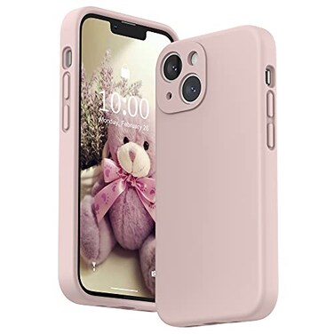 SURPHY Compatible with iPhone 13 Mini Case with Screen Protector Camera Protection Soft Microfiber Lining Liquid Silicone Phone Case 54 inch 2021 Pink Sand