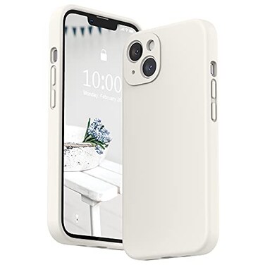 SURPHY Compatible with iPhone 13 Case with Screen Protector Camera Protection Soft Microfiber Lining Liquid Silicone Phone Case 61 inch 2021 White