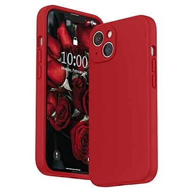 SURPHY Compatible with iPhone 13 Case with Screen Protector Camera Protection Soft Microfiber Lining Liquid Silicone Phone Case 61 inch 2021 Red