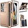 Viaotaily for Galaxy Z Fold 4 Case with Card Holder S Pen Holder Hinge Protection Builtin Screen Protector Slide Camera Lens Cover Durable Case for Galaxy Z Fold 4 2022 Rose Gold
