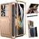 Viaotaily for Galaxy Z Fold 4 Case with Card Holder S Pen Holder Hinge Protection Builtin Screen Protector Slide Camera Lens Cover Durable Case for Galaxy Z Fold 4 2022 Rose Gold