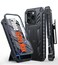 FNTCASE for iPhone 16 Pro Max Case Military Grade Protection Built in Screen Protector Belt Clip Holster Kickstand Shockproof TPU Protective Bumper Rugged Drop Proof Matte Phone Cover Black