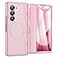 Caka for Samsung Galaxy Z Fold 5 Case Compatible with Magsafe Hinge Protection Builtin HD Screen Protector Translucent Hard Shockproof Magnet Phone Cover for Fold5 Pink
