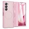Caka for Samsung Galaxy Z Fold 5 Case Compatible with Magsafe Hinge Protection Builtin HD Screen Protector Translucent Hard Shockproof Magnet Phone Cover for Fold5 Pink