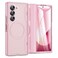 Caka for Samsung Galaxy Z Fold 5 Case Compatible with Magsafe Hinge Protection Builtin HD Screen Protector Translucent Hard Shockproof Magnet Phone Cover for Fold5 Pink