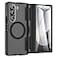 Caka for Samsung Galaxy Z Fold 5 Case Compatible with Magsafe Hinge Protection Builtin HD Screen Protector Translucent Hard Shockproof Magnet Phone Cover for Fold5 Black