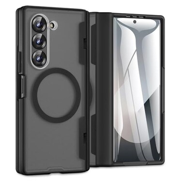 Caka for Samsung Galaxy Z Fold 5 Case Compatible with Magsafe Hinge Protection Builtin HD Screen Protector Translucent Hard Shockproof Magnet Phone Cover for Fold5 Black