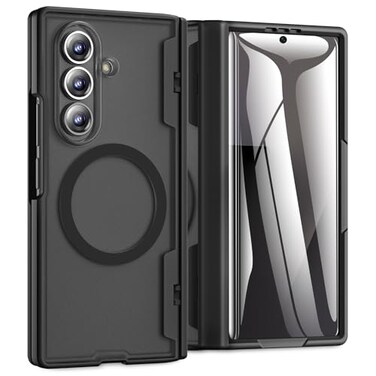Caka for Samsung Galaxy Z Fold 7 Case Compatible with MagSafe Hinge Protection Builtin HD Screen Protector Translucent Hard Shockproof Magnet Phone Cover for Zfold 7 Black