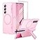 MAKAVO for Samsung Galaxy Z Fold 6 Case with S Pen Holder Fit for MagSafe Builtin Screen Protector Hinge Cover Stand Translucent Matte Full Body Protection Phone Case Pink