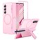 MAKAVO for Samsung Galaxy Z Fold 6 Case with S Pen Holder Fit for MagSafe Builtin Screen Protector Hinge Cover Stand Translucent Matte Full Body Protection Phone Case Pink