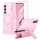 MAKAVO for Samsung Galaxy Z Fold 6 Case with S Pen Holder Fit for MagSafe Builtin Screen Protector Hinge Cover Stand Translucent Matte Full Body Protection Phone Case Pink