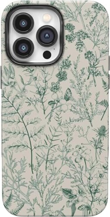 Casely iPhone 14 Pro Max Case Sage Garden Green Floral Bold Protective Design Compatible with MagSafe