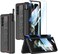 SOUTEM for Samsung Galaxy Z Fold 3 Case with Wrist Strap Screen Protector S Pen SlotMagnetic Hinge Protective Bumper Case Ultra Slim Shockproof AntiScratch for Samsung Z Fold 3 5G Black