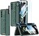 SOUTEM for Samsung Galaxy Z Fold 3 Case with Wrist Strap Screen Protector S Pen SlotMagnetic Hinge Protective Bumper Case Ultra Slim Shockproof AntiScratch for Samsung Z Fold 3 5G Green