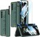 SOUTEM for Samsung Galaxy Z Fold 3 Case with Wrist Strap Screen Protector S Pen SlotMagnetic Hinge Protective Bumper Case Ultra Slim Shockproof AntiScratch for Samsung Z Fold 3 5G Green