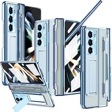 NINKI Compatible Samsung Galaxy Z Fold 5 Case with S Pen Holder S PenScreen Protector Hinge Case for Samsung Z Fold 5 Case with KickstandSamsung Z Fold 5 5g Case Galaxy Fold 5 5g Phone Case Blue