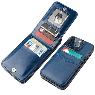 KIHUWEY Compatible with iPhone 13 Pro Max Case Wallet with Credit Card Holder Premium Leather Magnetic Clasp Kickstand Heavy Duty Protective Cover for iPhone 13 Pro Max 67 InchBlue