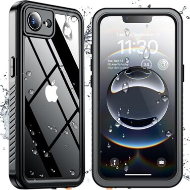 SPIDERCASE for iPhone 16e CaseiPhone 17e Case WaterproofBuiltin Screen Camera Lens ProtectorIP68 Underwater Full Body Protection Phone Case for iPhone 16eiPhone 17e 61 BlackClear