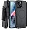MUITQ 5in1 Magnetic Case for iPhone 1314 Heavy Duty Case with Belt Clip Holster Tempered Glass Screen Protector 2 Pcs Black