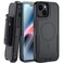 MUITQ 5in1 Magnetic Case for iPhone 1314 Heavy Duty Case with Belt Clip Holster Tempered Glass Screen Protector 2 Pcs Black