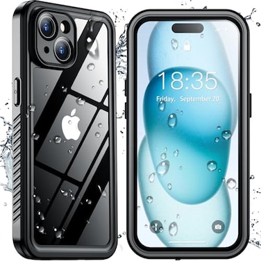 SPIDERCASE for iPhone 15 Case Waterproof Builtin Lens Screen Protector Full Heavy Duty Protection 12FT Military Shockproof Dustproof Phone CaseBlack