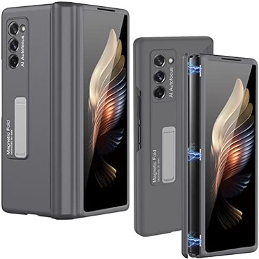 Miimall Compatible for Galaxy Z Fold 2 Case Kickstand Hard PC Bumper With Magnetic Hinge Protection for Samsung Galaxy Z Fold 2 2020 Grey