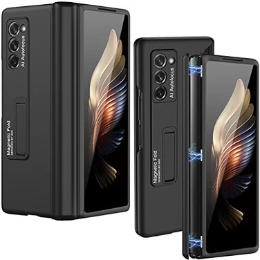 Miimall Galaxy Z Fold 2 Case with Kickstand Magnetic Hinge Hard PC Bumper Protection Black