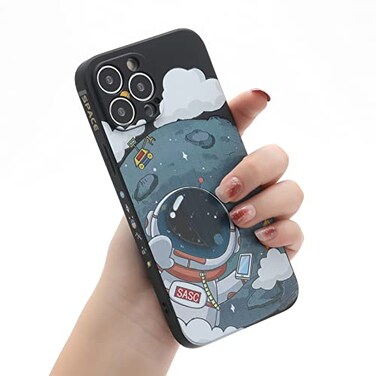 Yonds Queen for iPhone 13 Cute Case Cool Cartoon Astronaut Planet Moon Space Design Stylish Soft TPU Bumper Shockproof AntiSlip Protector Fashion Case iPhone 13 Black Moon