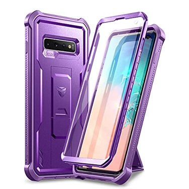 Dexnor for Samsung Galaxy S10 Case Built in Screen Protector and Kickstand Heavy Duty Military Grade Protection Shockproof Protective Cover for Samsung Galaxy S10 Purple
