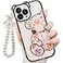 IAIYOXI for iPhone 13 Pro Max Case with Cute Flowers Bear Pattern Camera Protector Clear Phone Case and Lovely Strap Bracelet Chain Compatible for iPhone 13 Pro Max for Girls Women Black