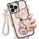 IAIYOXI for iPhone 13 Pro Max Case with Cute Flowers Bear Pattern Camera Protector Clear Phone Case and Lovely Strap Bracelet Chain Compatible for iPhone 13 Pro Max for Girls Women Black