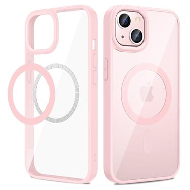 VEGO for iPhone 13 iPhone 14 Magnetic Case Compatible with MagSafe Clear Hard PC Back Soft TPU Frame Slim Resist Scratches Shockproof Bumper Cover Rose Pink