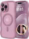 CAPRARO for iPhone 16 Pro Case for Women Girls Upgraded Full Camera Protection Compatible with MagSafe Cute Wave Translucent Matte Phone Case for iPhone 16 Pro Black Currant