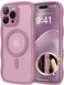 CAPRARO for iPhone 16 Pro Max Case for Women Girls Upgraded Full Camera Protection Compatible with MagSafe Cute Wave Translucent Matte Phone Case for iPhone 16 Pro Max Black Currant